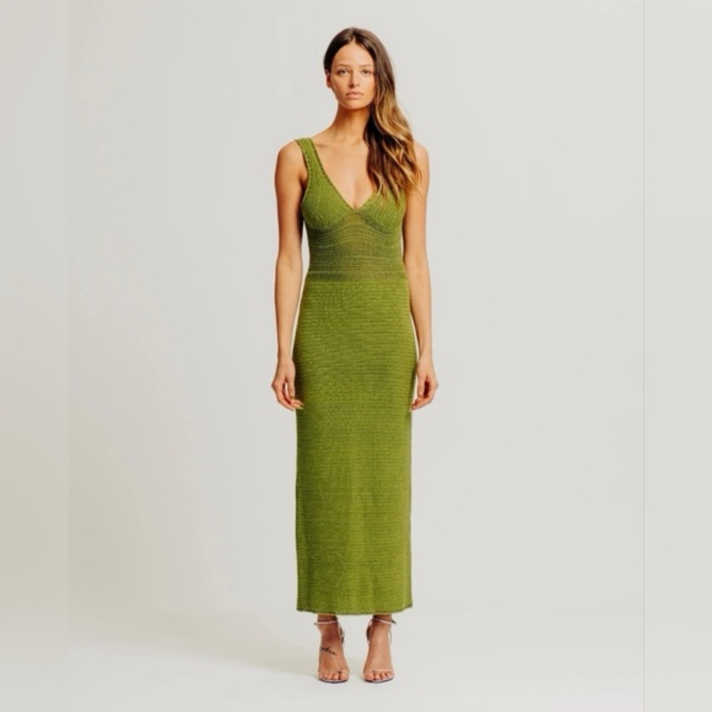 Torn by Ronny Kobo Green Metallic Madi Dress in XS